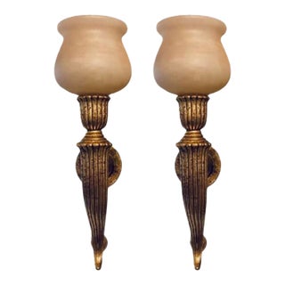 Myran Allan Luxury Lighting Neoclassical Bronze and Sconces Pair For Sale