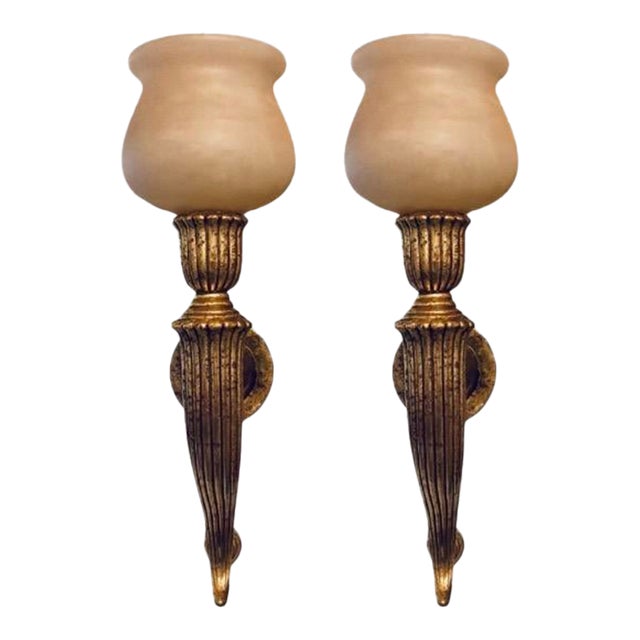 Myran Allan Luxury Lighting Neoclassical Bronze and Sconces Pair For Sale