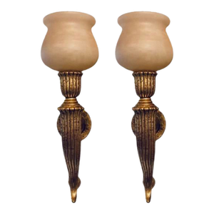Myran Allan Luxury Lighting Neoclassical Bronze and Sconces Pair