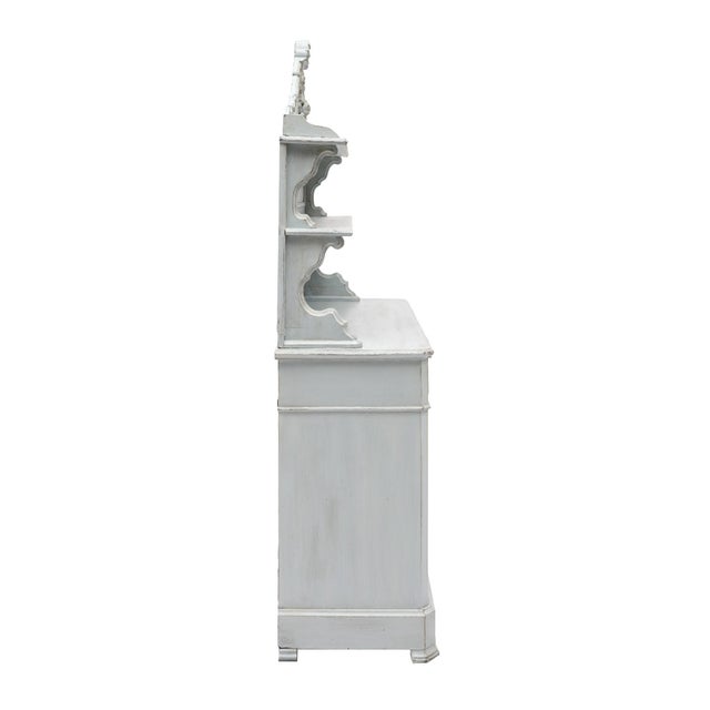 Gray French Provincial Painted Double Corps Buffet, "Saint Hubert”, Circa 1880 For Sale - Image 8 of 9
