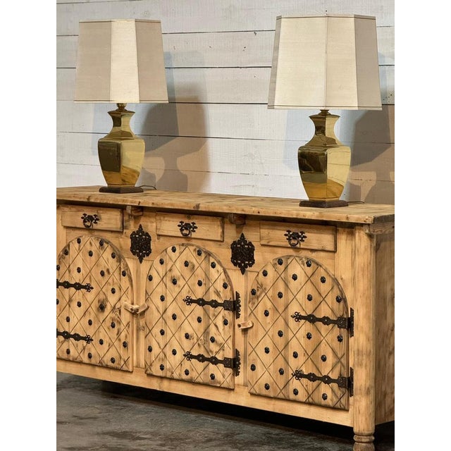 French Bleached Oak Gothic Sideboard, 1925 For Sale - Image 4 of 16