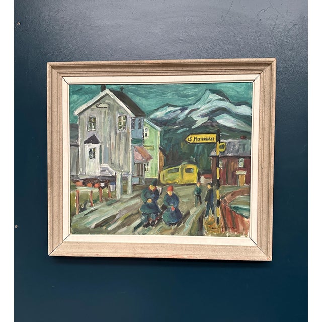 Georg Andersson, Figures in the Street, 1960s, Oil Painting on Canvas, Framed For Sale - Image 7 of 14