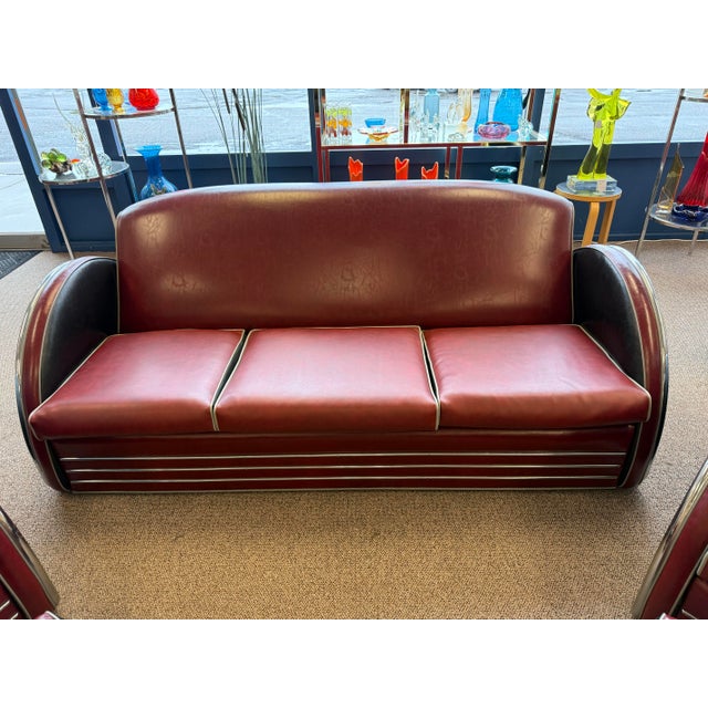 Donald Deskey 1980’s Donald Deskey Inspired Stream Line Modern Six Piece Seating Group For Sale - Image 4 of 12