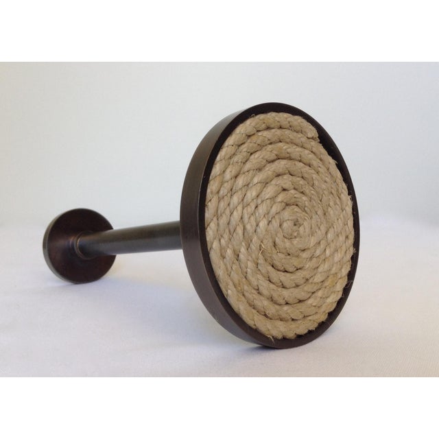 Transitional C.1990s German Brushed Bronze Brown Nickel Tieback With Nautical Rope Detail For Sale - Image 3 of 8