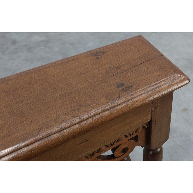 Antique Jacobean Carved Oak Bench, 1600s For Sale - Image 12 of 13