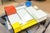 White Custom Made Piet Mondrian Style Postmodern Square Glass and Wood Coffee Table For Sale - Image 8 of 10