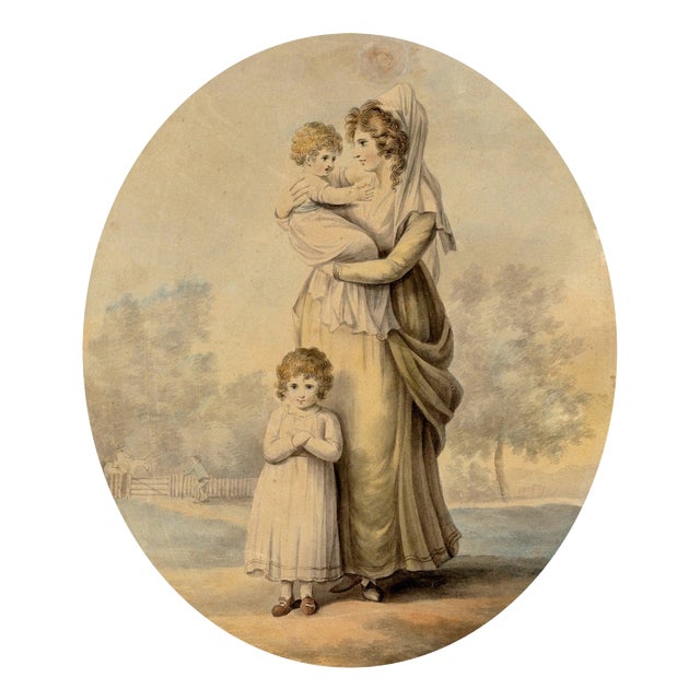 Attrib. Henry William Bunbury, Lady Rushout & Children, Watercolour For Sale