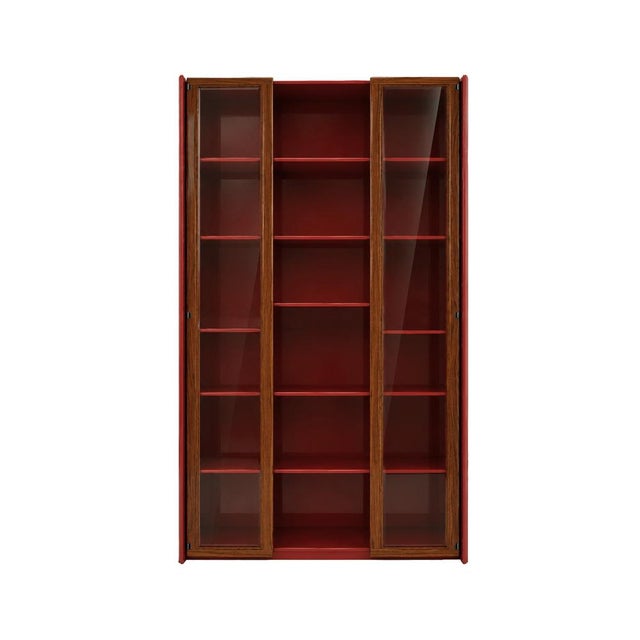 1960s Mid-Century Modern Italian Red Lacquer and Glass Showcase by Afra & Tobia Scarpa, 1960s For Sale - Image 5 of 11