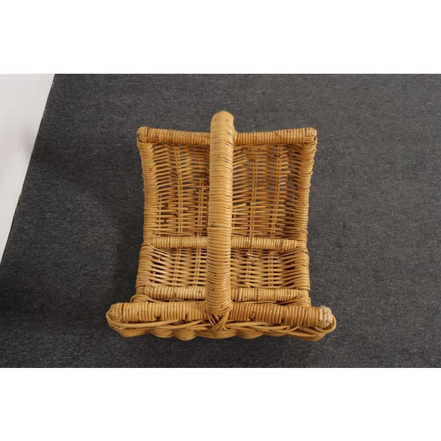 Large Vintage Woven Wicker Catchall / Magazine / Log Holder Basket For Sale - Image 9 of 16