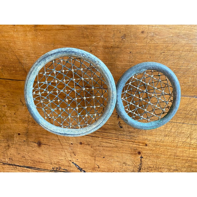 Rustic European Vintage Lead Cage Style Flower Frogs, Set of 2 For Sale - Image 3 of 9