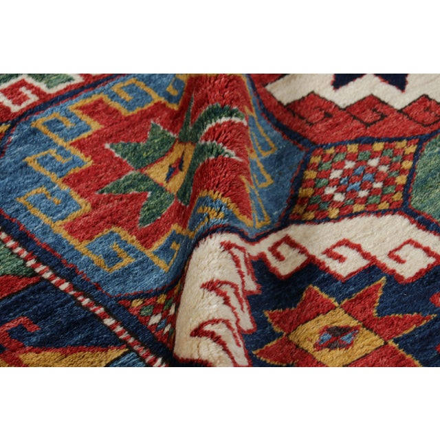Textile Vintage Turkish Tribal Runner in Red With Colorful Medallions | Rug & Kilim For Sale - Image 7 of 8