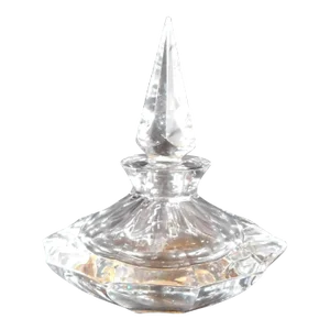 1960s Cut Crystal Perfume Bottle With Pointed Stoppe