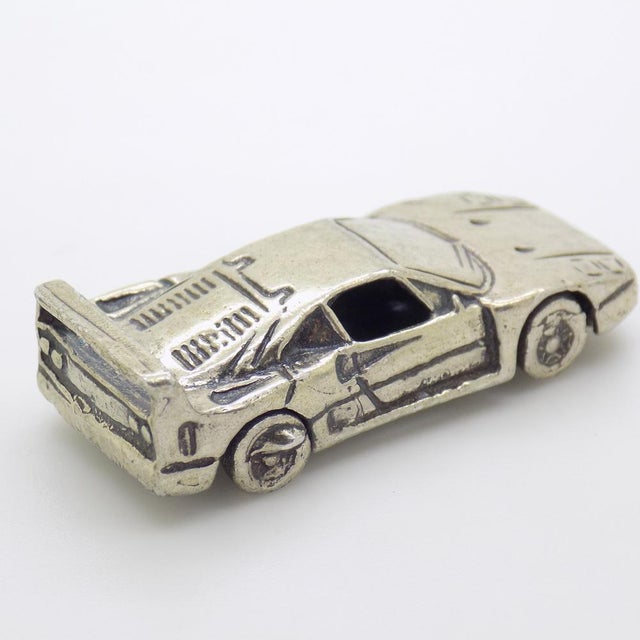 Vintage Italian Handmade Silver F40 Ferrari Sport Car Figurine, 1980s For Sale - Image 6 of 12