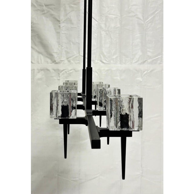 Marian Jamieson "Kellen" Chandelier, Blackened Steel & Murano Glass Style Shades For Sale - Image 14 of 18