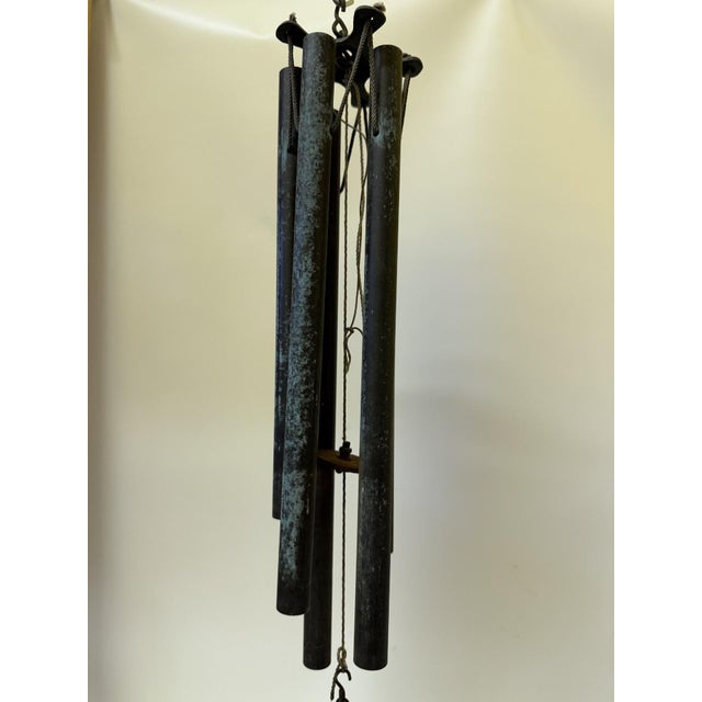 Metal Mid-Century Modern Patinated Bronze Wind Chimes in the Style of Walter Lamb - 27" For Sale - Image 7 of 15