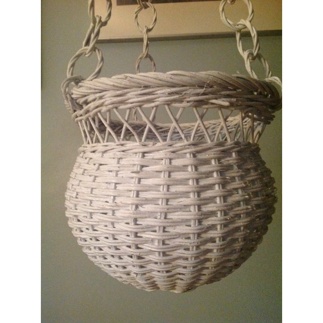 Mid 20th Century White Wicker Hanging Basket Chairish