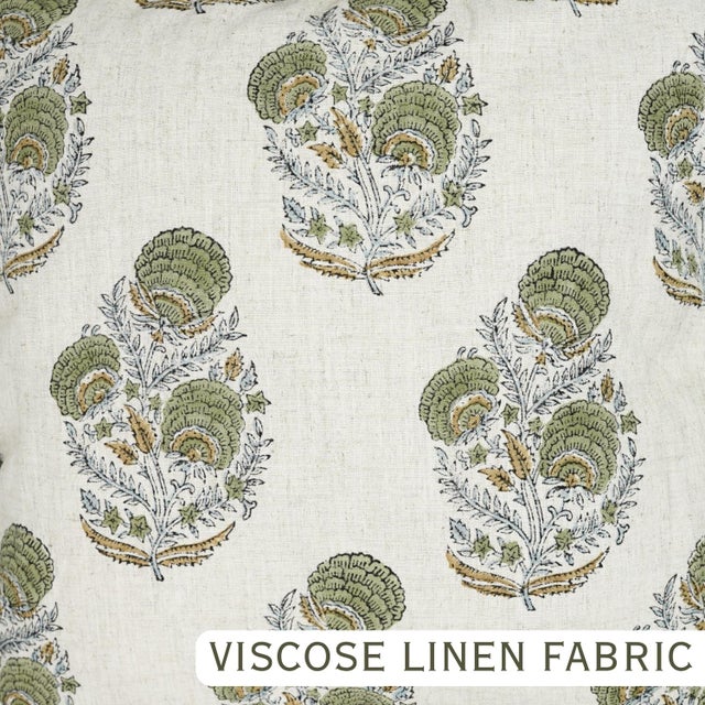 Handmade Floral Block Print Frill Pillow Cover Artisan Boho Decorative Throw Cushion 12x20 Inch- Mohini For Sale - Image 6 of 6