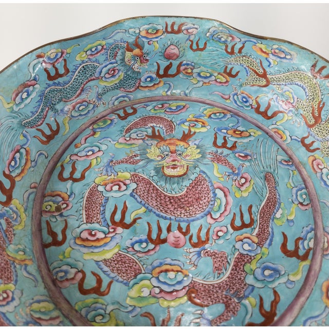 Early 20th Century Chinese Baby Blue Peking Enamel Dragon Bowl For Sale - Image 5 of 13