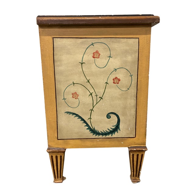 Late 20th Century Vintage Hand-Painted Neoclassical Floral Urn Two-Drawer Accent Chest For Sale - Image 5 of 12