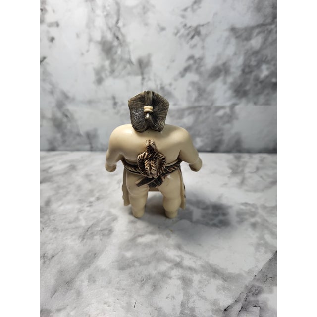 Japanese Antique Meiji Period Japanese Hand Carved Sumo Figurine For Sale - Image 3 of 14