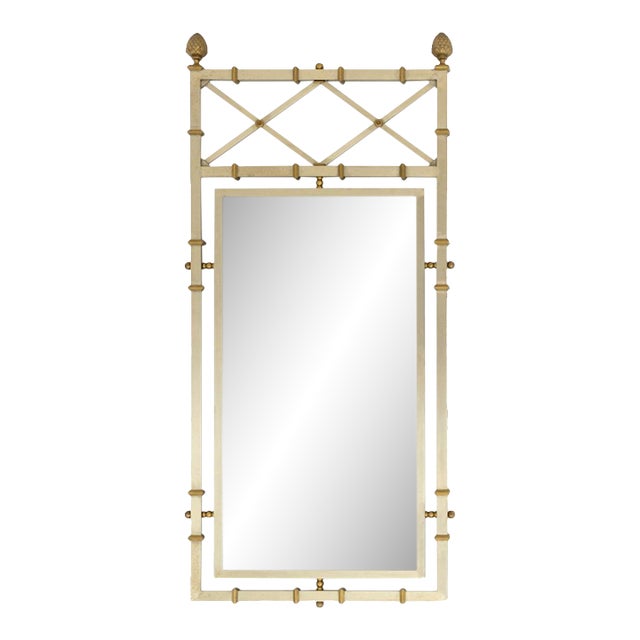 Maison Jansen Style Steel & Brass Mirror For Sale