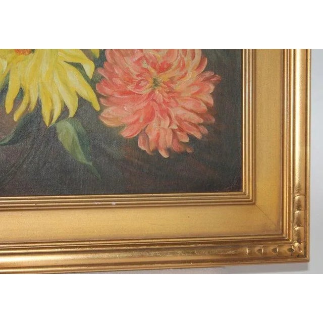 Arts & Crafts Early 20th C Oil Painting of Chrysanthemums For Sale - Image 3 of 12
