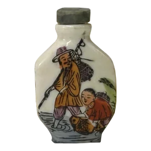 Chinese White Porcelain Bottle With People Figure Graphic