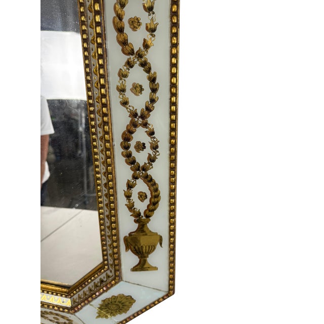 20th Century Italian Neoclassical Églomisé Mirror in White and Gold For Sale - Image 18 of 18