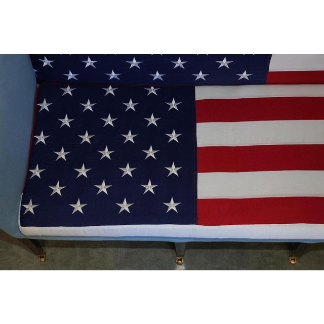 Textile Antique Georgian Sofa Upholstered with American Flag Stars & Stripes, USA, 1820s For Sale - Image 7 of 18