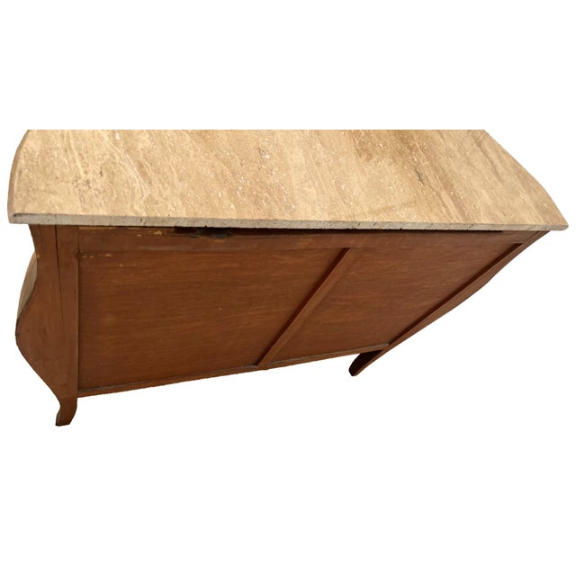 Antique French Bombe Nightstand, Commode Chest of Drawers, Inlays, Marble Top For Sale In Palm Springs - Image 6 of 13
