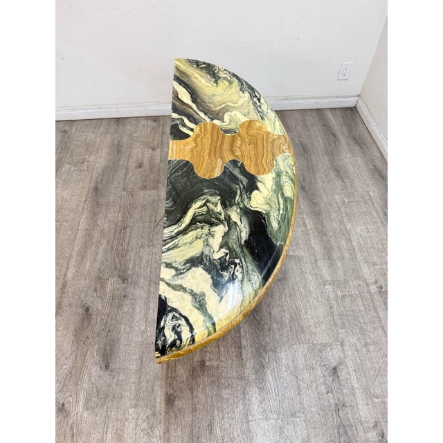 Hollywood Regency Green Marble Console Table For Sale - Image 3 of 9