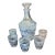 Mid 20th Century French Frosted Scenic Glass 7.5” Decanter & 5 Cordial Glasses, 6 Piece Set For Sale