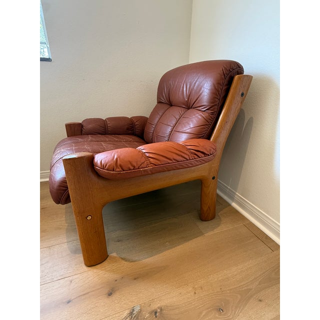 Ekornes ASA Mid-Century Modern Teak & Leather Chair, Attributed to Ekornes Montana For Sale - Image 4 of 6