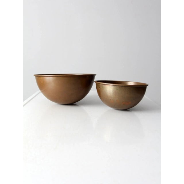 French Vintage Copper Bowls Pair For Sale - Image 3 of 12
