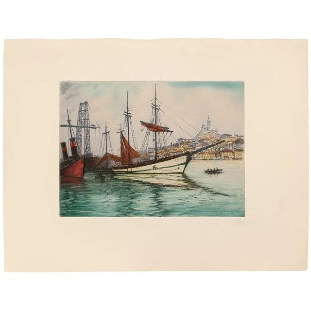 C. 1900s Marcel J. Baron "Venice, Grand Canal", Original Hand Colored Impressionist Etching, Signed For Sale - Image 9 of 10