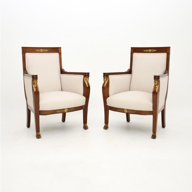 An impressive and beautifully designed pair of antique Swedish neoclassical armchairs. They are in the Gustavian style,...