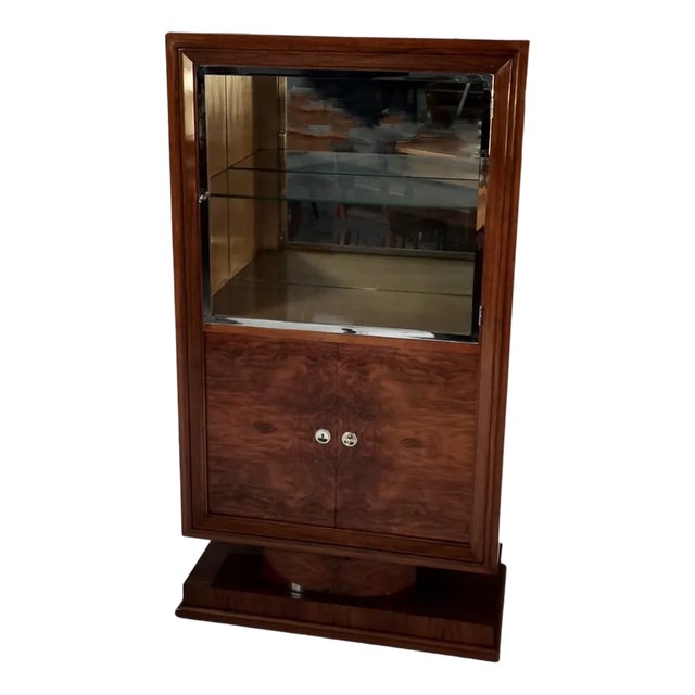 Art Deco Vitrine in Walnut For Sale