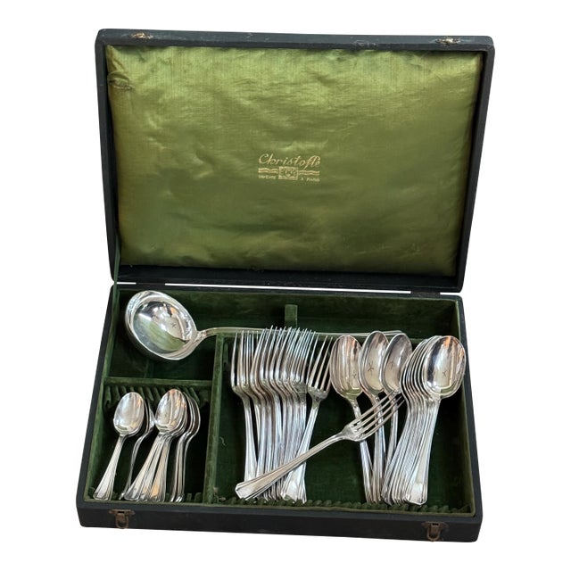 Vintage Christofle Silver Plate Cutlery - Set of 36 Piece For Sale