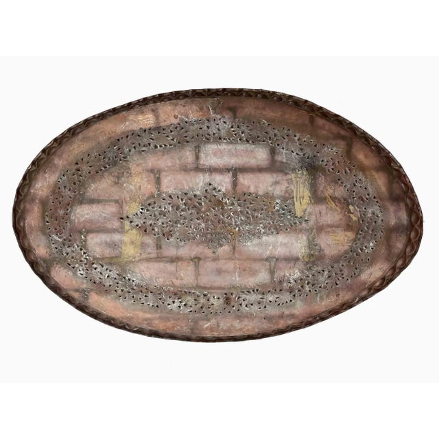 Traditional Large Brass Tray With Decorative Detail - Vintage For Sale - Image 3 of 6