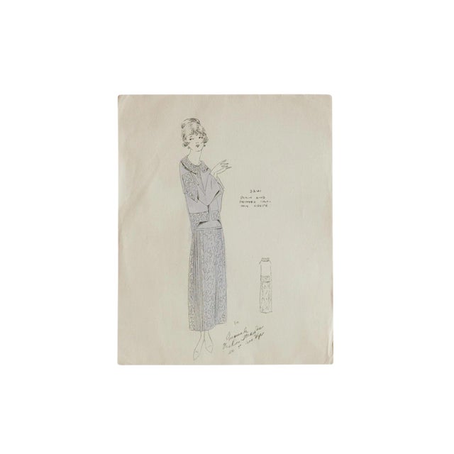 Antique Hand-Colored 1920s Fashion Art For Sale