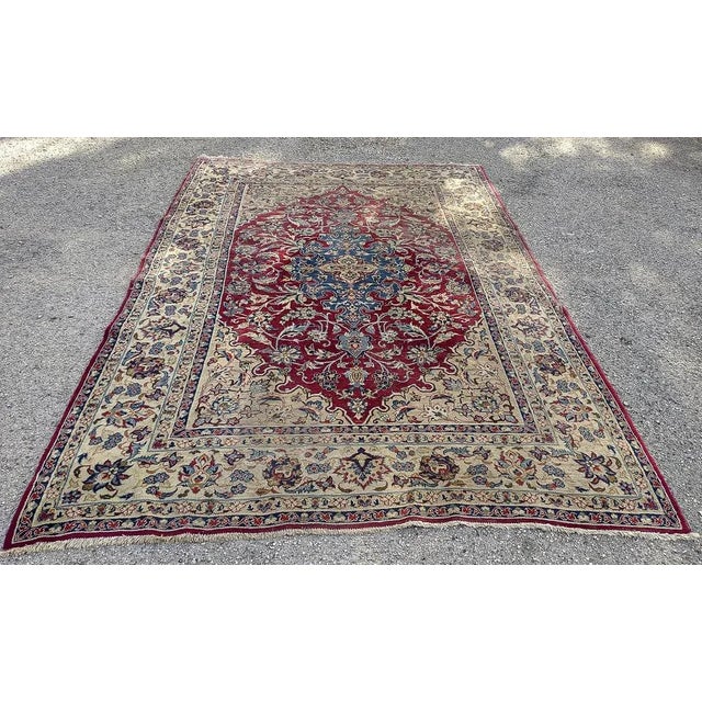 Middle Eastern Wool Rug with Floral Designs, 1980 For Sale - Image 9 of 9