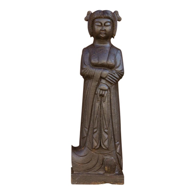 19th Century Hand Carved Black Stone Imperial Statue For Sale
