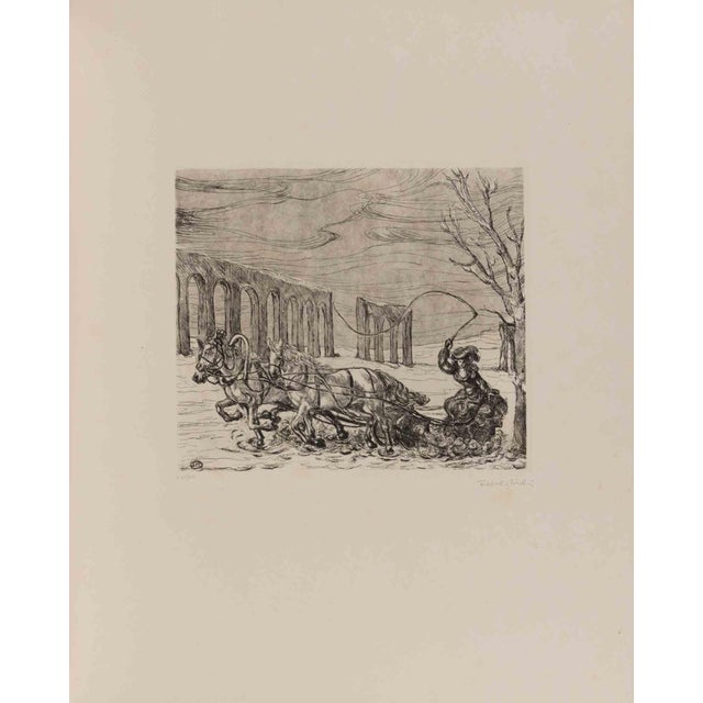 Amedeo Tedeschi Toschi, The Winter Trip, Etching, 1990s For Sale