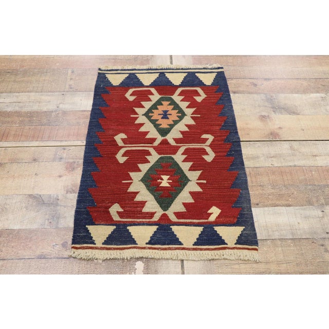 Textile Vintage Persian Shiraz Kilim Rug - 01'11 X 02'11 For Sale - Image 7 of 9