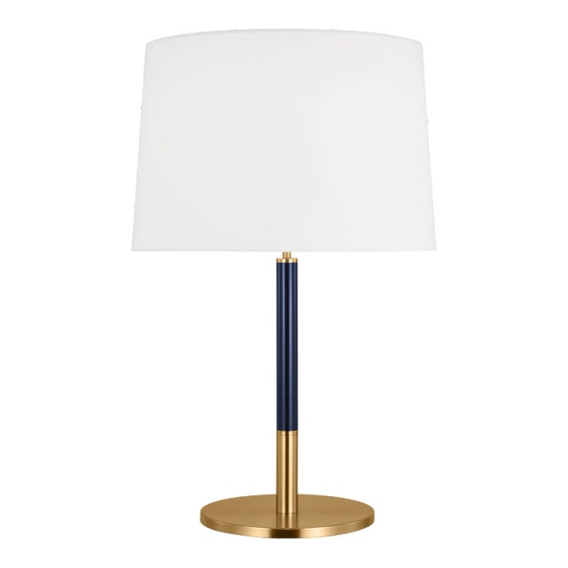Kate Spade New York by Visual Comfort Studio Monroe Medium Table Lamp in Burnished Brass, Navy For Sale