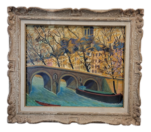 French School Artist, Post-Impressionist Pont Marie, Paris, 1940s, Oil on Canvas, Framed