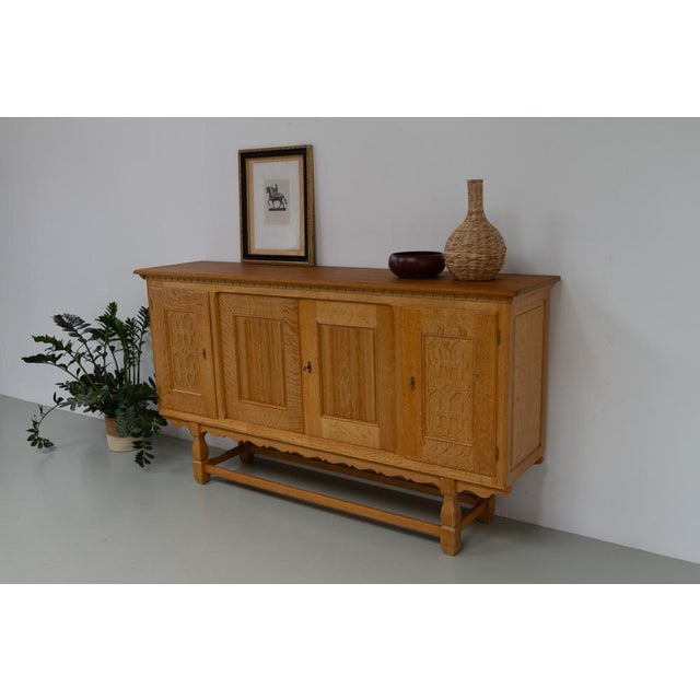 Mid-Century Brutalist Danish Oak Sideboard by Henning Kjærnulf for EG, 1960s For Sale - Image 13 of 18