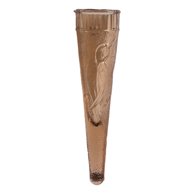 Circa 1930 Depression Glass "Woodpecker" Wall Pocket Vase For Sale