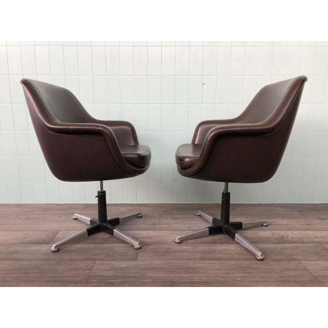 Brown Set of Office Armchairs by Olli Mannermaa for Cassina, 1960s For Sale - Image 8 of 18