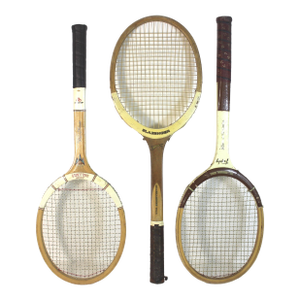 Curated Set of Vintage Sport Tennis Rackets for Designer Decorating Wood Racquet Set of Three Sports Equipment